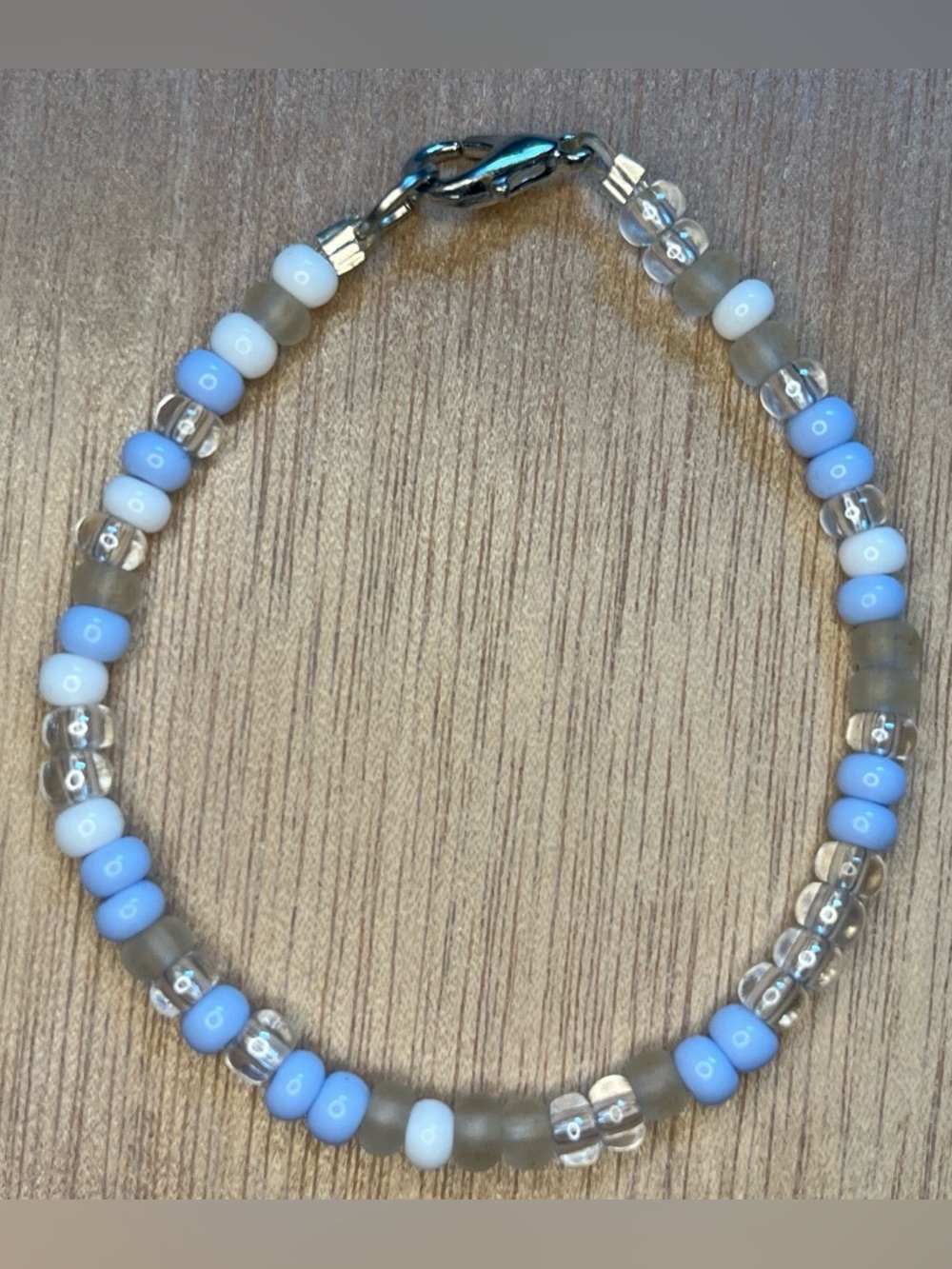 Delicate Blue & Clear Beaded Bracelet